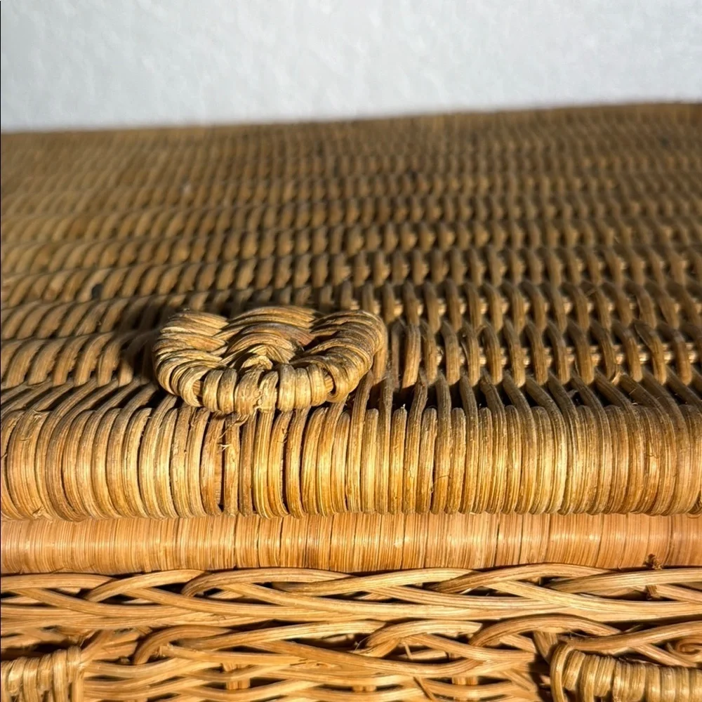 Two Adorable Vintage Elephant Design Wicker Storage Trunks/Baskets - Brown